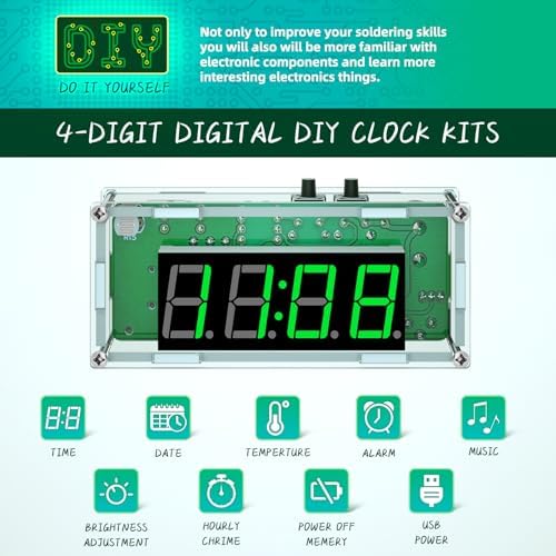DIY Digital Clock Kit with 4-Digit Display and Acrylic Shell