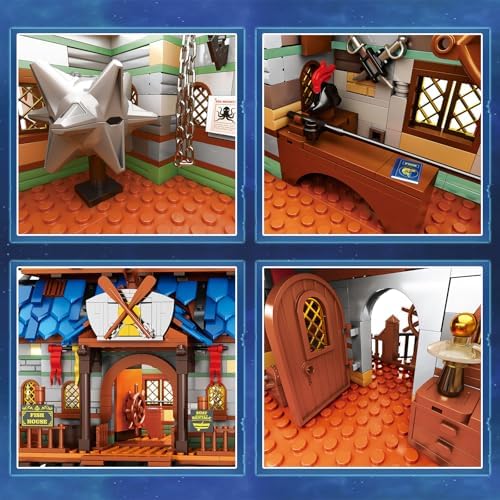 Medieval Fishing Store Lighting Building Block Set for Adults
