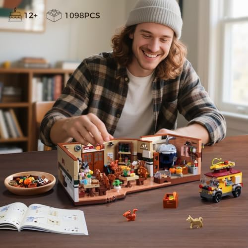 City Street Pizza Restaurant Building Set with Light 1098PCS