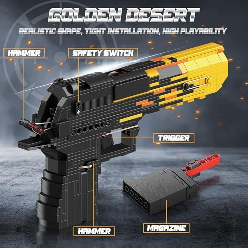 Golden Desert Eagle Model Building Blocks Set 700PCS