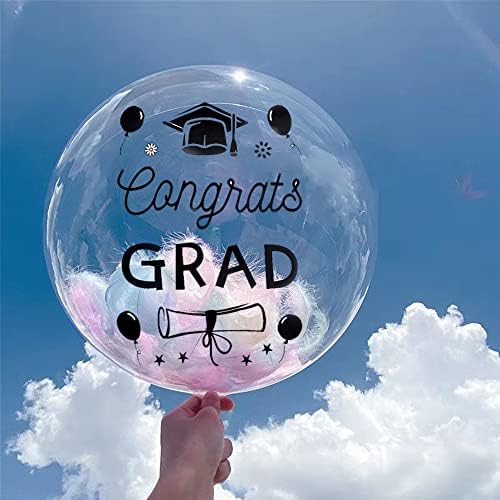 Happy Graduation Balloon Stickers 6 Pcs Clear Transparent Bobo Decals