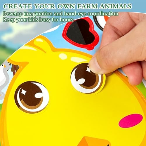 Ozepao 36 Pcs Farm Animals Make-A-Face Sticker Sheets