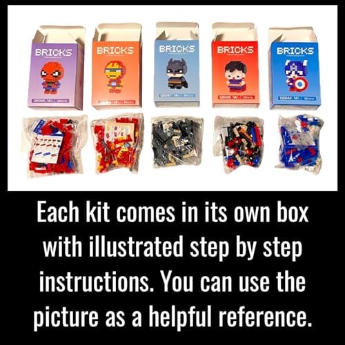 Superheroes Mini Building Blocks 5-Pack Collectible Display Set