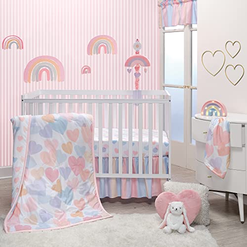 Bedtime Originals Rainbow Hearts Musical Crib Mobile Pink Purple Love