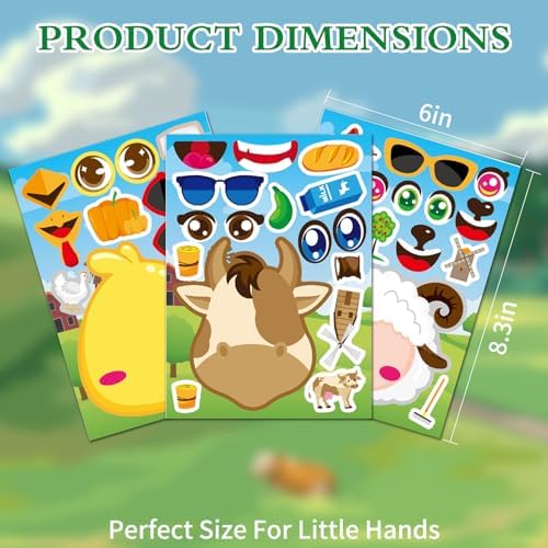 Ozepao 36 Pcs Farm Animals Make-A-Face Sticker Sheets