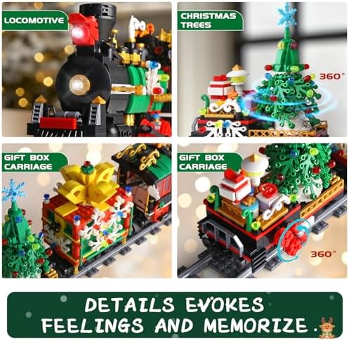Mould King 12012 Christmas Train Building Kit with LED Light and Music