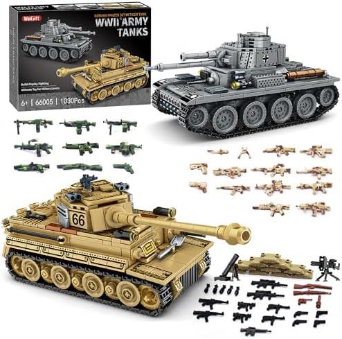 1030 Piece WW2 Army Tank Building Set for Kids and Adults