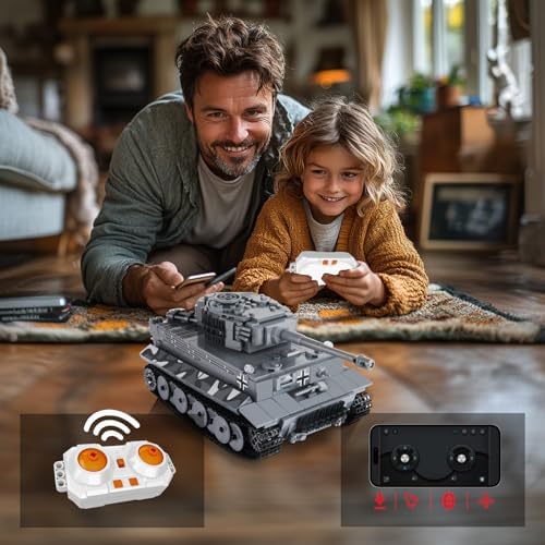 Military Tiger Tank Building Set - 800 Piece Remote Control Toy