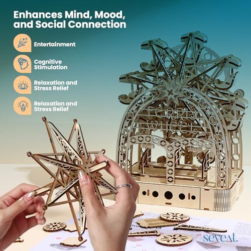 Mechanical 3D Wooden Ferris Wheel Puzzle for Teens and Adults