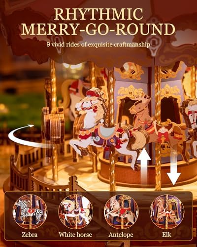 Rolife 3D Wooden Carousel Puzzle with Lights