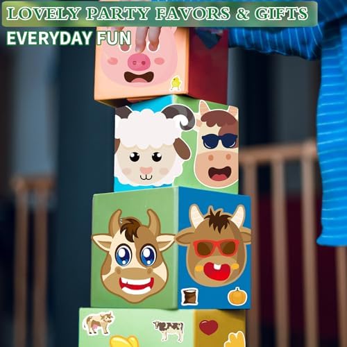 Ozepao 36 Pcs Farm Animals Make-A-Face Sticker Sheets