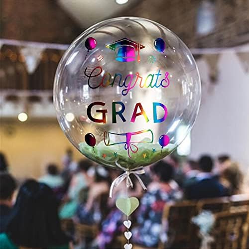 Happy Graduation Balloon Stickers 6 Pcs Clear Transparent Bobo Decals