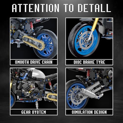 MJDDJA 18 Motorcycle Building Set for Adults