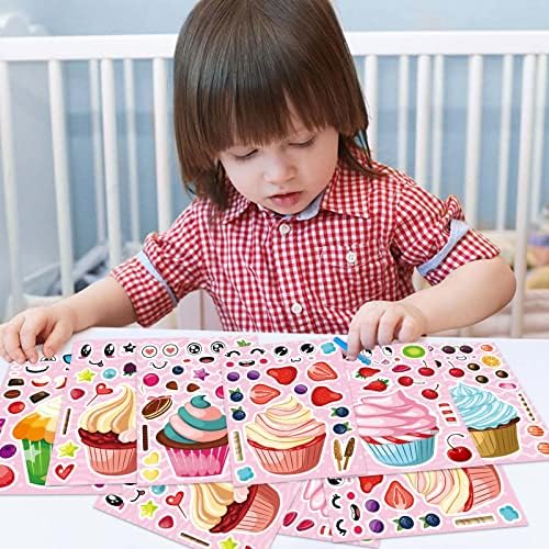 24 Sheet DIY Cupcake Face Stickers for Kids