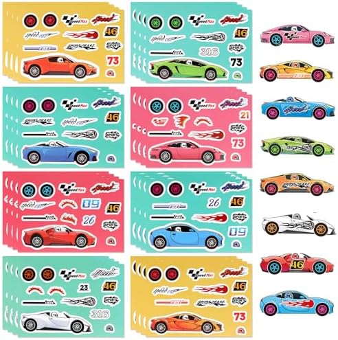 32 Sheet Race Car Stickers for Kids DIY Art Craft