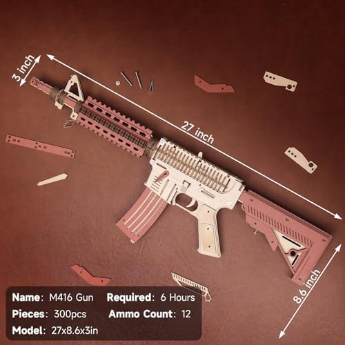 3D Wooden Puzzle Kit M4 Rifle Gun Toy for Adults