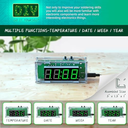DIY Digital Clock Kit with 4-Digit Display and Acrylic Shell