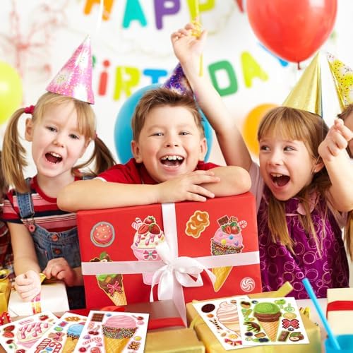 24 Sheets Ice Cream Face Sticker Sheets for Kids