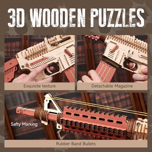 3D Wooden Puzzle Kit M4 Rifle Gun Toy for Adults