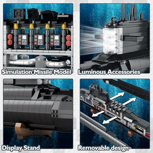 JMBricklayer Nuclear Submarine Building Set - Military Model Toy for Boys and Adults
