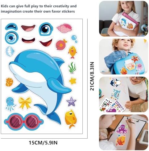 42 Sheets Ocean Animals Stickers DIY for Kids