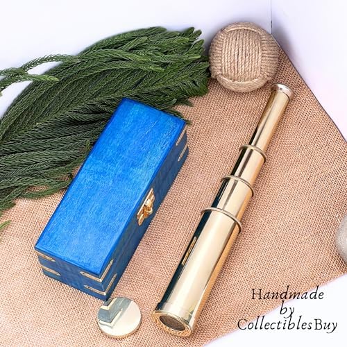 Solid Brass Pirate Spyglass Telescope - 18 Inch Handheld Nautical Decor