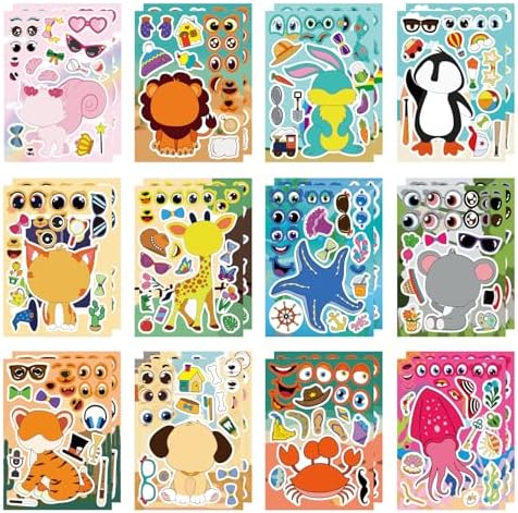 24 Sheets Make A Face Stickers for Kids