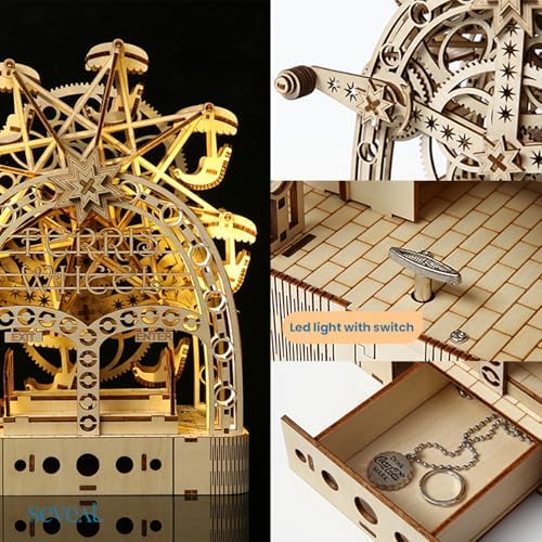 Mechanical 3D Wooden Ferris Wheel Puzzle for Teens and Adults