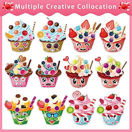 24 Sheet DIY Cupcake Face Stickers for Kids