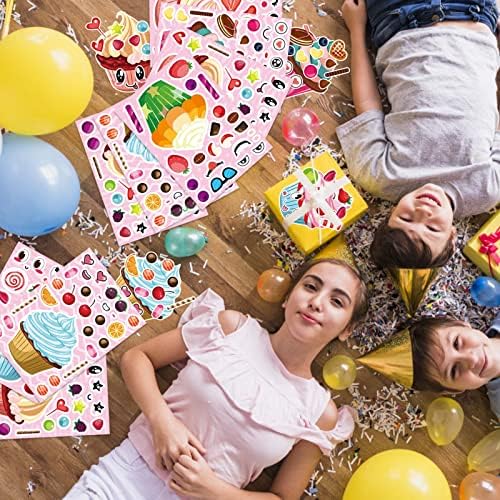 24 Sheet DIY Cupcake Face Stickers for Kids