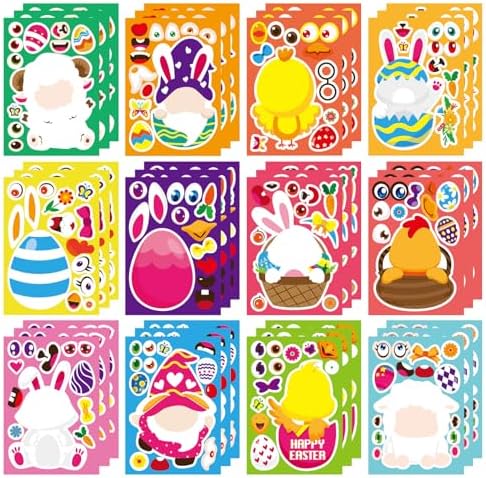 OTAITY 36 PCS Easter Face Stickers for Kids