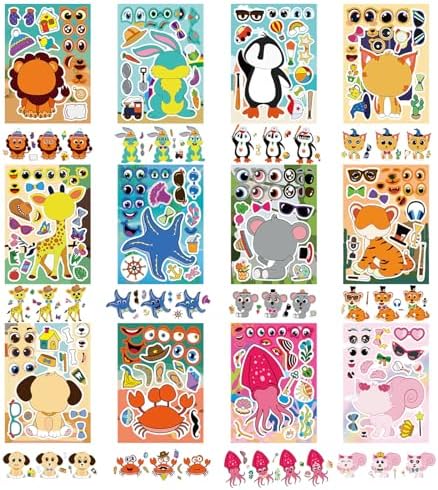 24 Sheets Make A Face Stickers for Kids