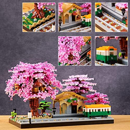 Japanese Cherry Blossom Tree Micro Blocks Building Set with 2 Figures
